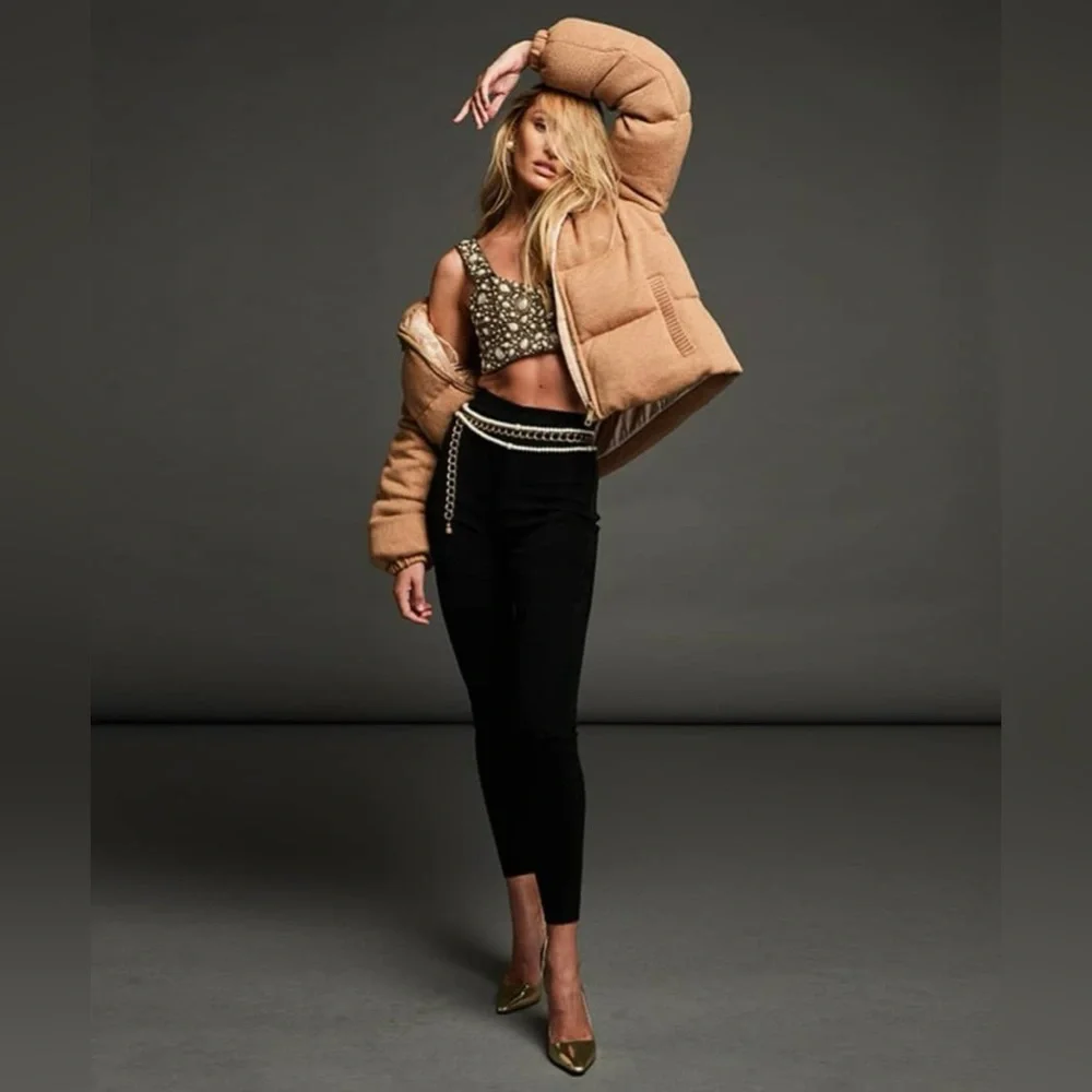 NICOLE BENISTI Kensington Cashmere Wool Down Puffer Coat in Rich Caramel - Picture 5 of 15
